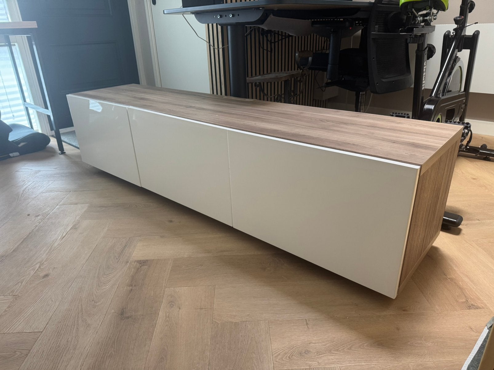 Ikea besta tv meubel hoogglans witte deuren, Ophalen, Gebruikt, 150 tot 200 cm, Minder dan 100 cm