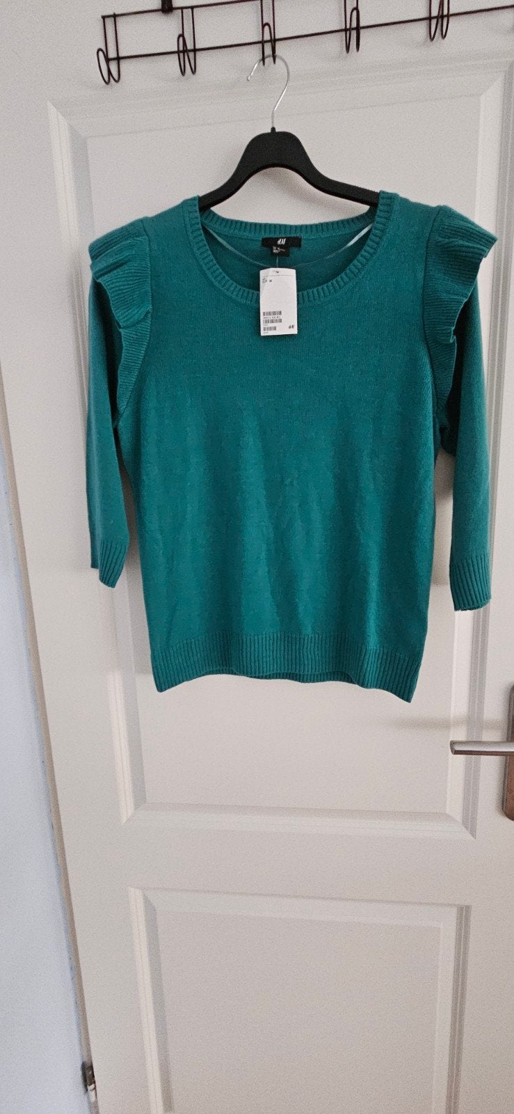 Nieuwe H&M trui met ruches, maat M, groen, Maat 38/40 (M), H&M, Nieuw, Ophalen of Verzenden