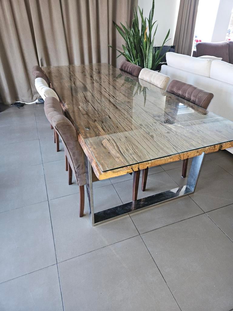 Eettafel rofra 270x100 inclusief 6 stoelen, Ophalen, 100 tot 150 cm, 200 cm of meer, Vijf personen of meer