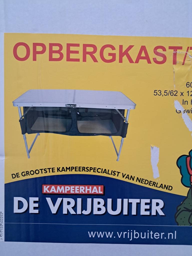 Kampeerkast/ tafel,  hoogte verstelbaar. Als nieuw, Caravans en Kamperen, Kampeermeubelen, Ophalen of Verzenden, Zo goed als nieuw