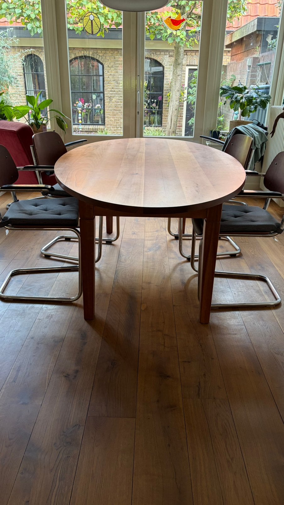 Ovale tafel massief kersenhout, Huis en Inrichting, Tafels | Eettafels, Ophalen, Gebruikt, 100 tot 150 cm, Vijf personen of meer