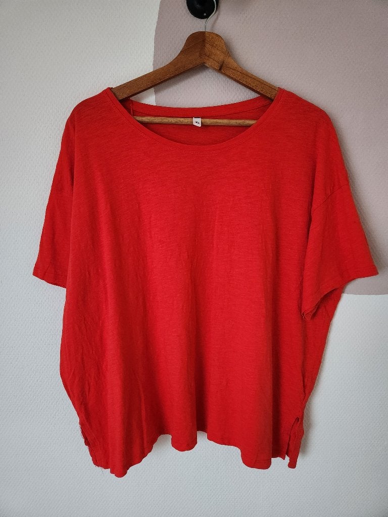 Rood shirt Hema - XL, Maat 46/48 (XL) of groter, Ophalen of Verzenden, Zo goed als nieuw, Korte mouw