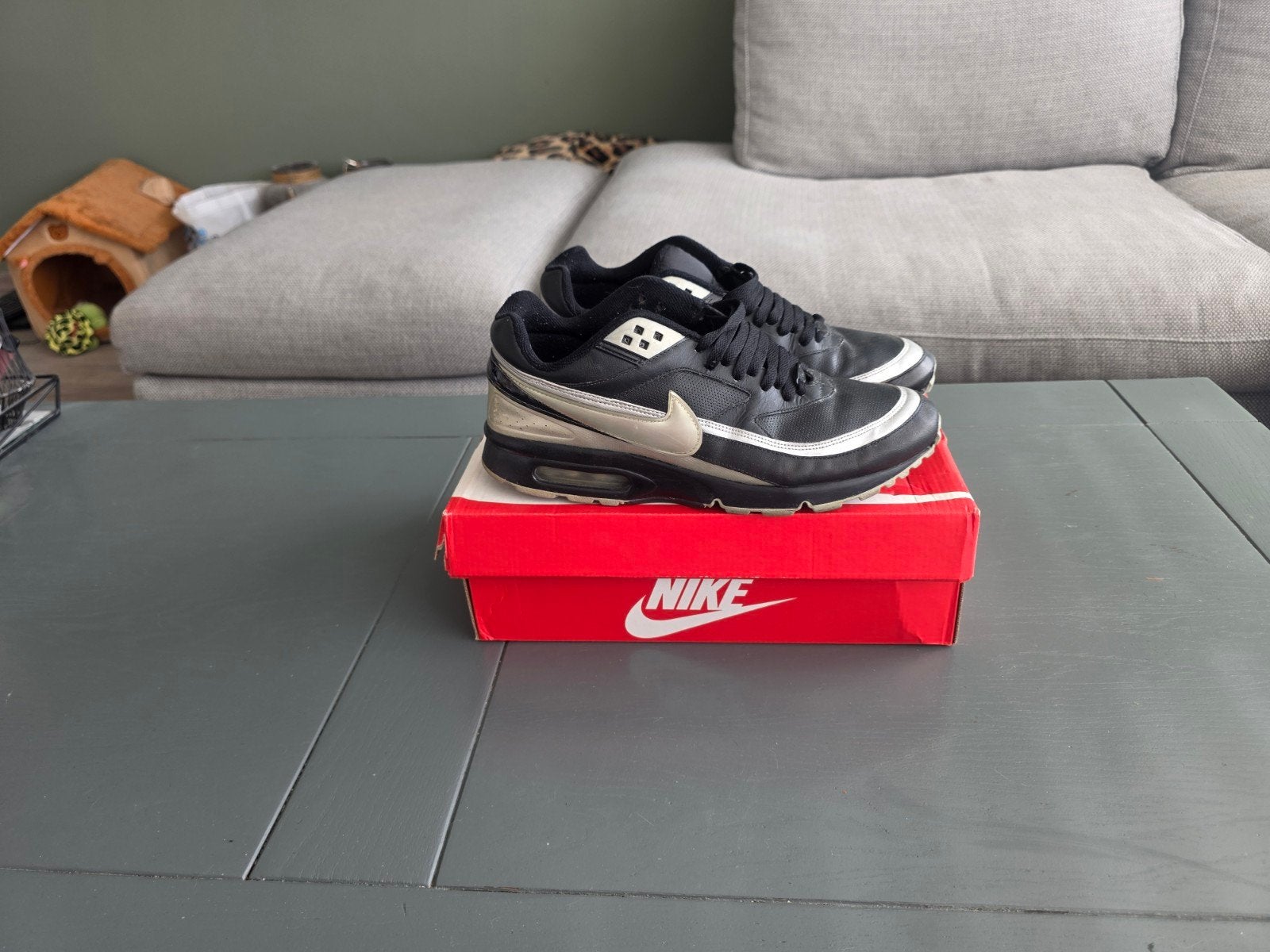 Nike air max classic bw vol leder zwart grijs maat 44.5, Ophalen of Verzenden, Zwart