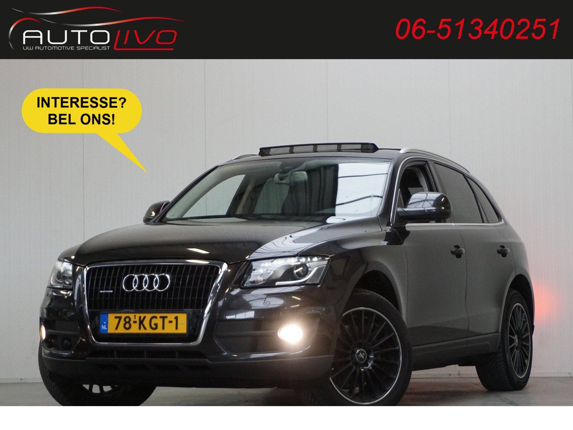 Audi Q5 3.2 FSI quattro Pro Line 270 PK! NL AUTO! PANO B&O X, Auto's, Audi, Stof, Gebruikt, Zwart, Bedrijf