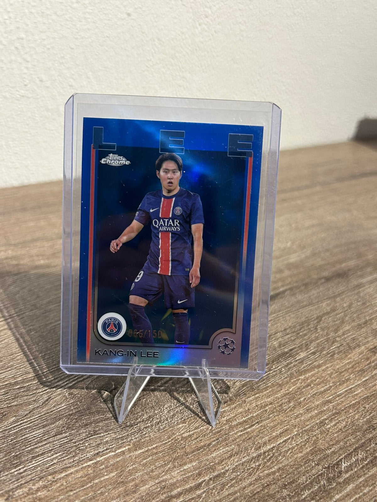 Kang-In Lee 2024-25 Topps Chrome UCC #4 Blue /150 PSG, Ophalen of Verzenden, Zo goed als nieuw, Plaatje