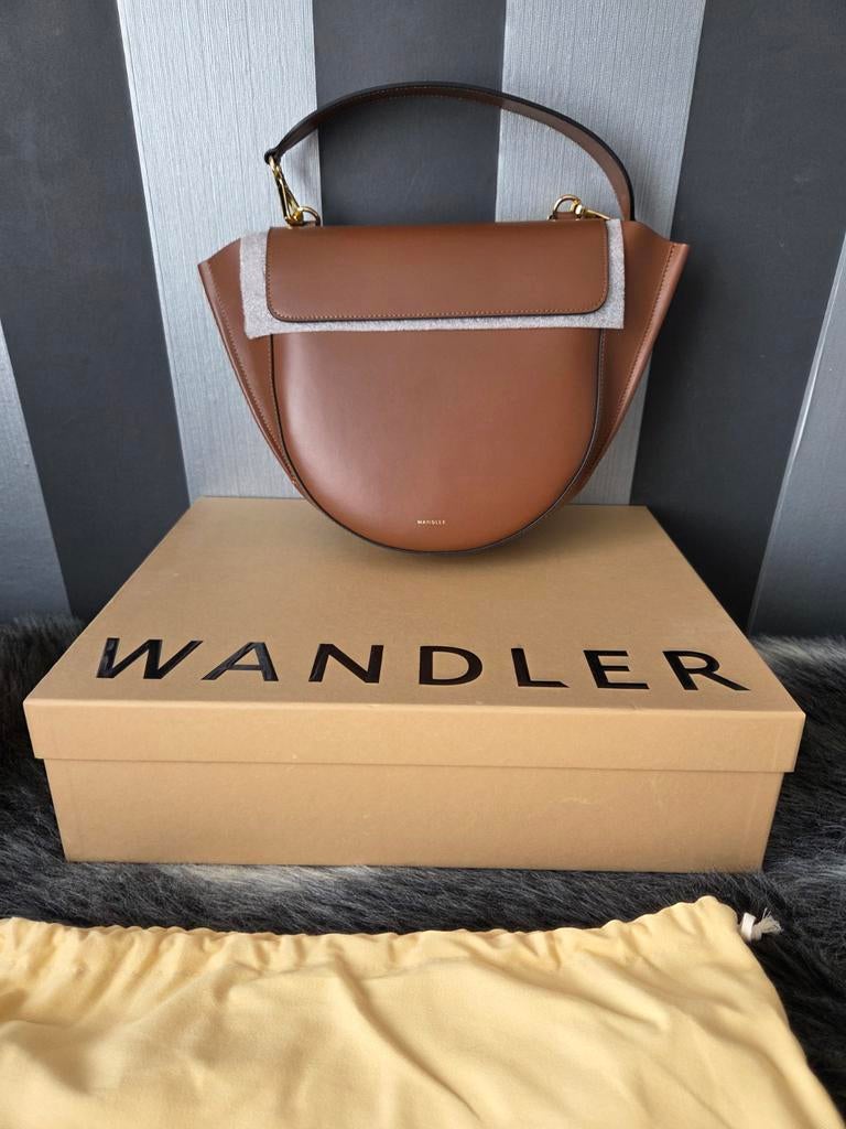 Wandler Hortensia medium cognac leren tas, Ophalen of Verzenden, Nieuw, Bruin, Schoudertasje