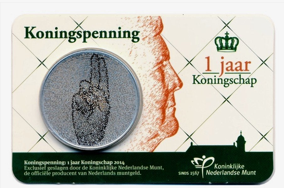 Koningspenning 2014 - 1 jaar Koningschap, Ophalen of Verzenden