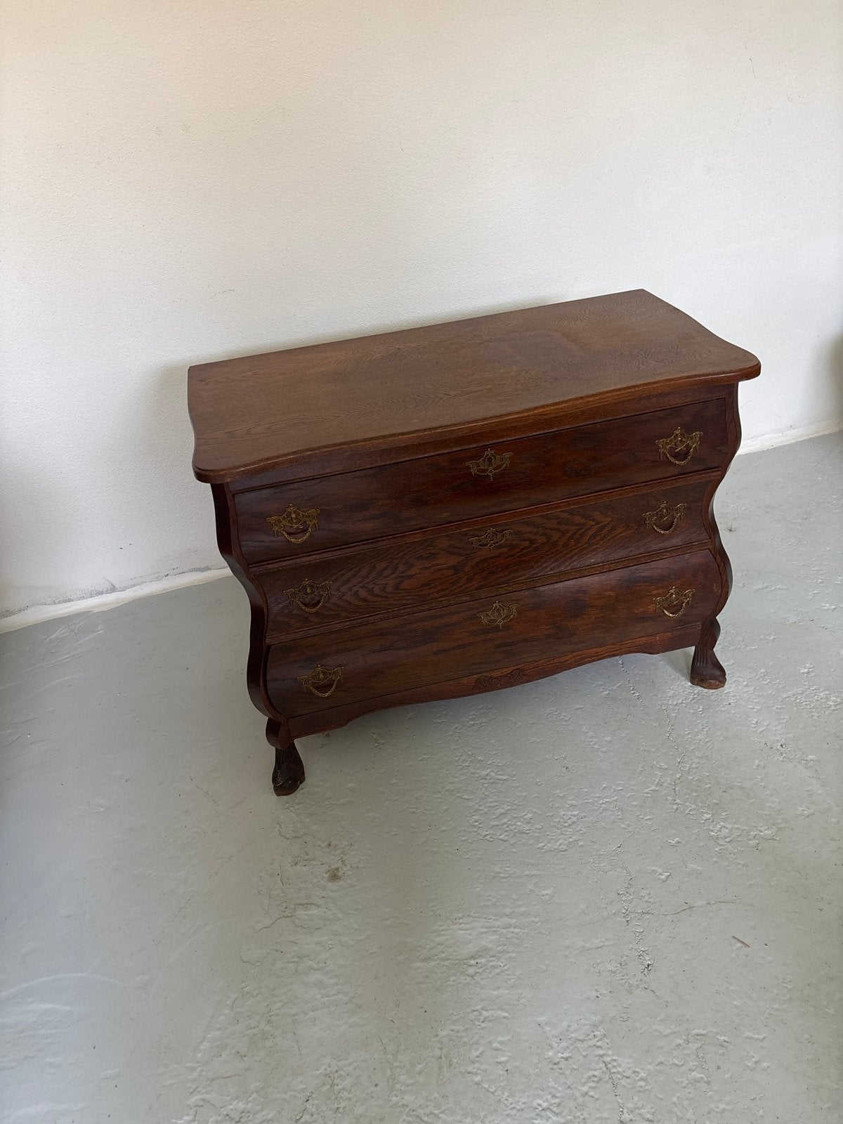 Antieke commode met 3 laden - massief eikenhout, Ophalen of Verzenden