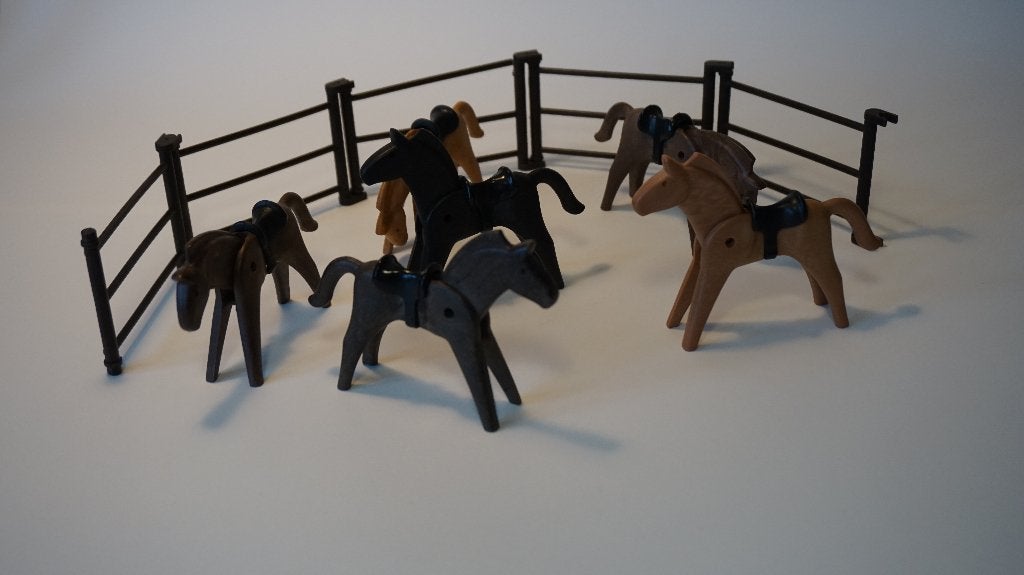 Playmobil paarden met hek, Ophalen of Verzenden, Gebruikt, Losse onderdelen, Figuren