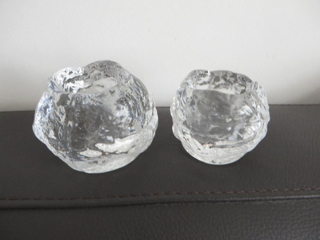 Kosta Boda Zweeds design kristal kandelaars, snowball, Ophalen of Verzenden