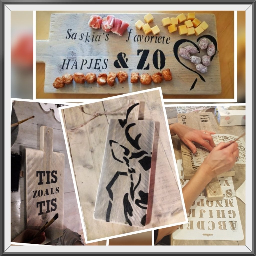 Maak je eigen hapjesplank, tekstbord, Tas met tekst Workshop, Huis en Inrichting, Ophalen of Verzenden, Nieuw