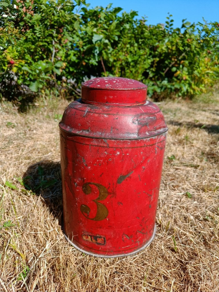 kruideniersblik vintage, Gebruikt, Minder dan 100 cm, 25 tot 50 cm, Rood