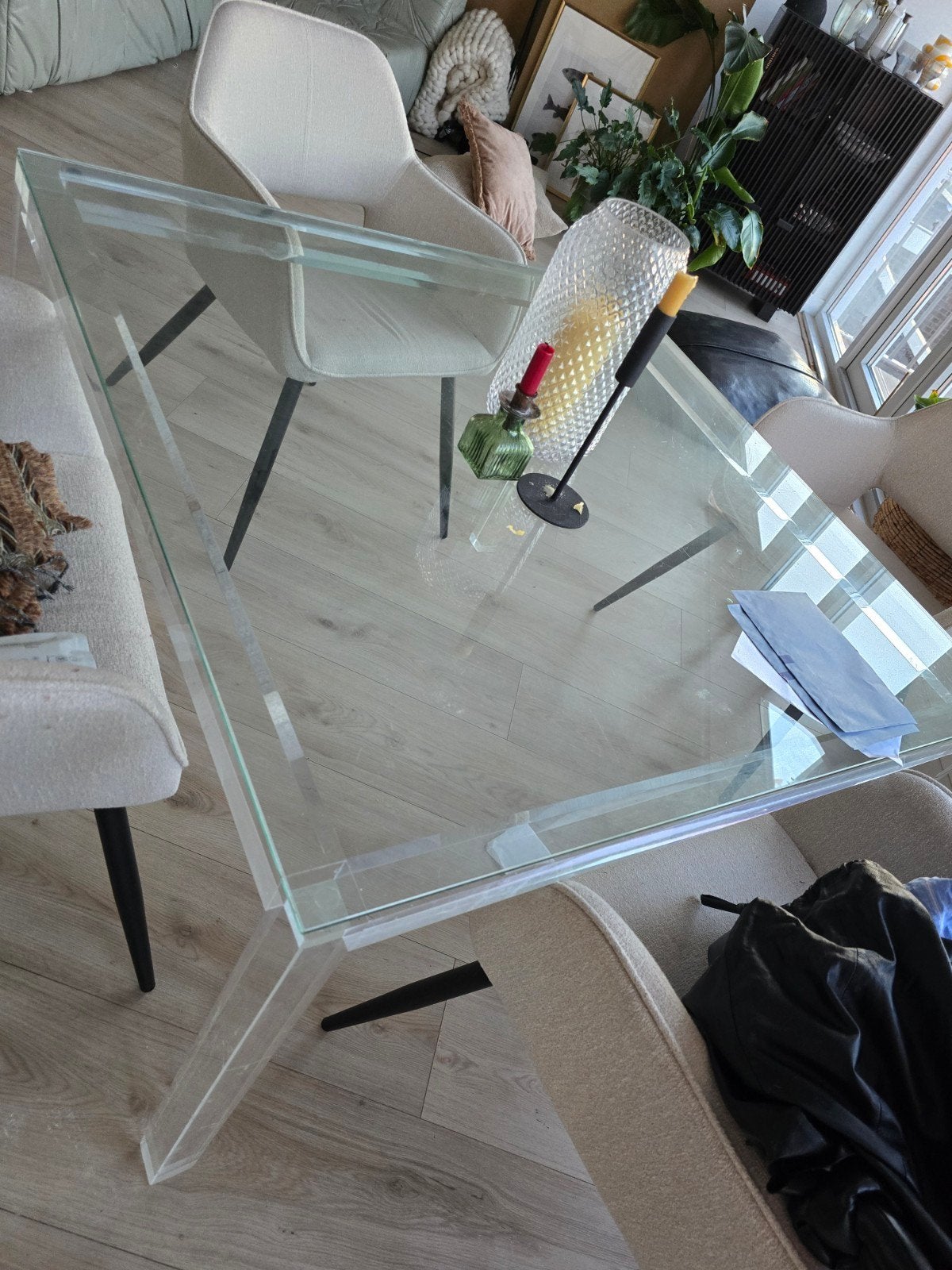 Glazen eettafel, Gebruikt, Ophalen of Verzenden, Glas, Modern