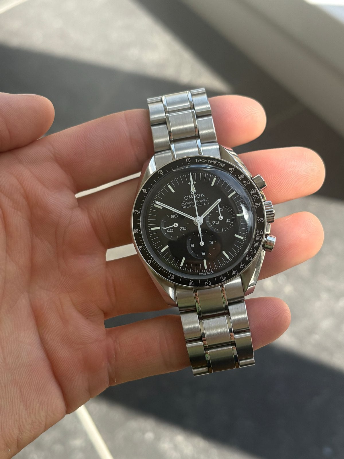 Omega Speedmaster Co-Axial 3861, Staal, Polshorloge, Ophalen of Verzenden, Zo goed als nieuw