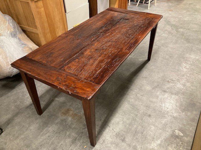 eettafel robuust rustiek donker roodbruin   195 bij 90 cm, Gebruikt, 100 tot 150 cm, Vijf personen of meer, Rechthoekig
