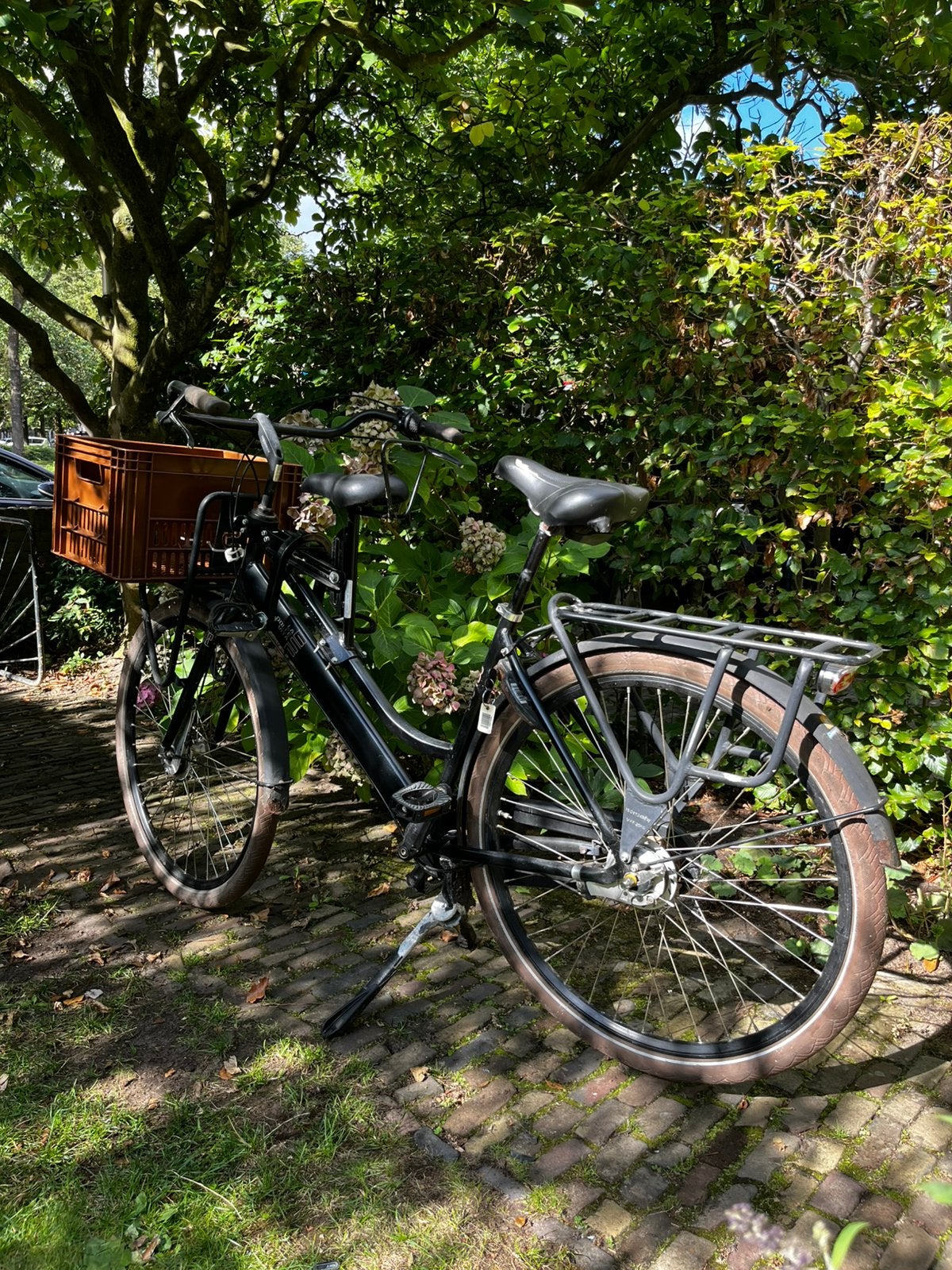 BSP Moederfiets met zitje en krat, Fietsen en Brommers, Fietsen | Dames | Damesfietsen, Gebruikt, Versnellingen, Schijfrem, Ophalen
