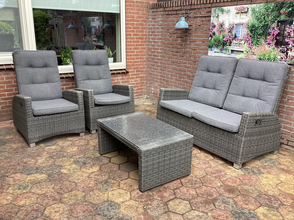 Loungeset Noach Outdoor - 2 stoelen, 1 bank, 1 tafel, Tuin en Terras, Tuinsets en Loungesets, Ophalen, 4 zitplaatsen, Zo goed als nieuw