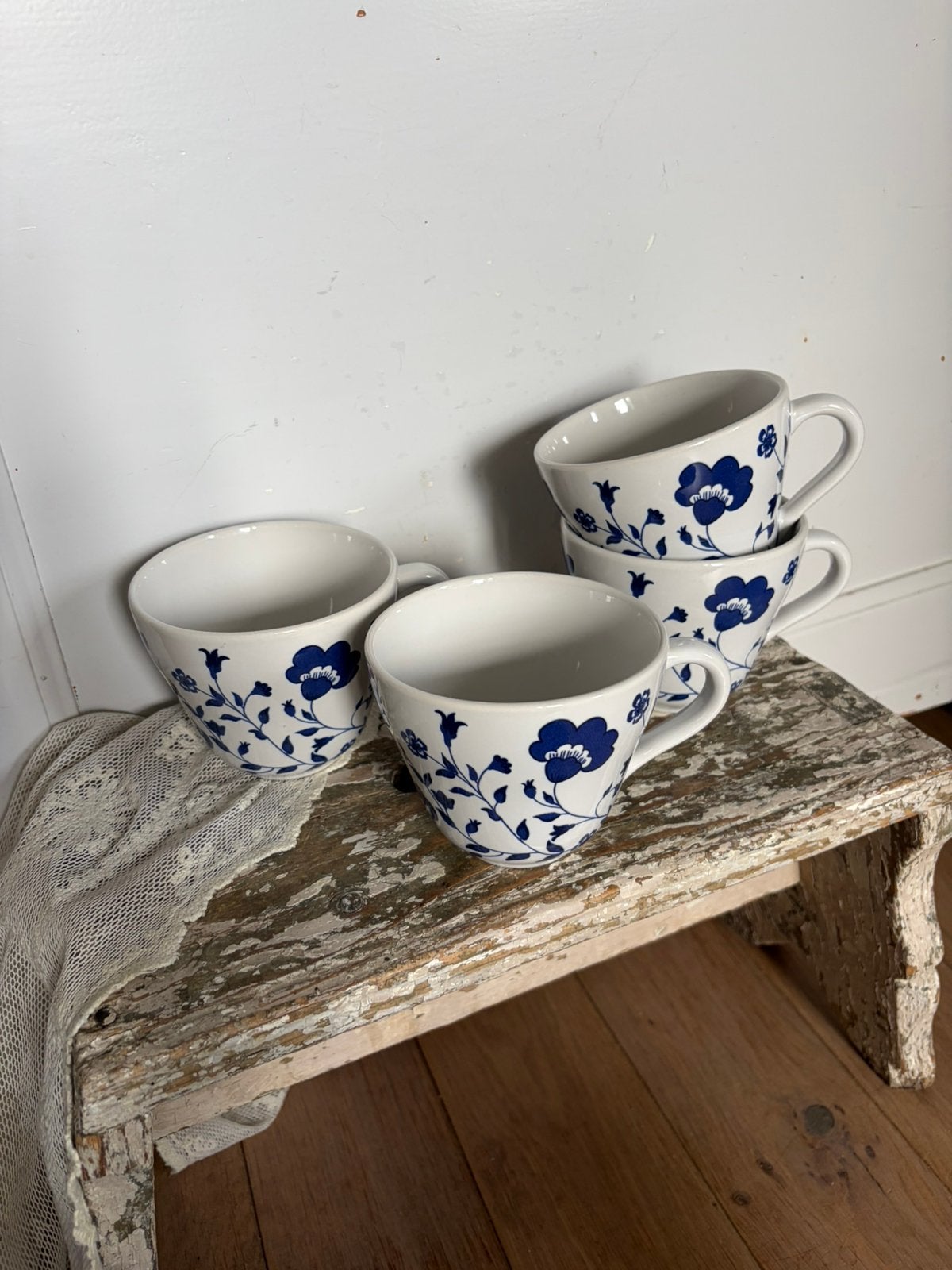 Grote blauw gebloemde Ikea theemokken ( 4), Ophalen of Verzenden