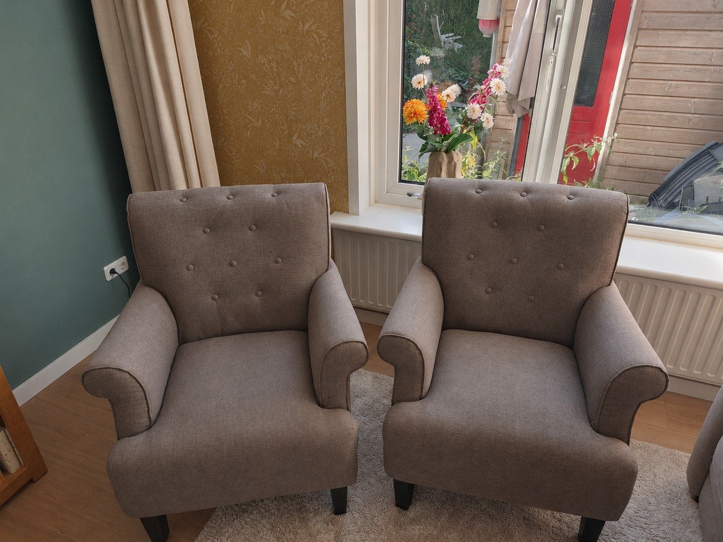 Set van 2 landelijke fauteuils - Zo goed als nieuw, Huis en Inrichting, Ophalen, Zo goed als nieuw, Stof, Landelijke stijl