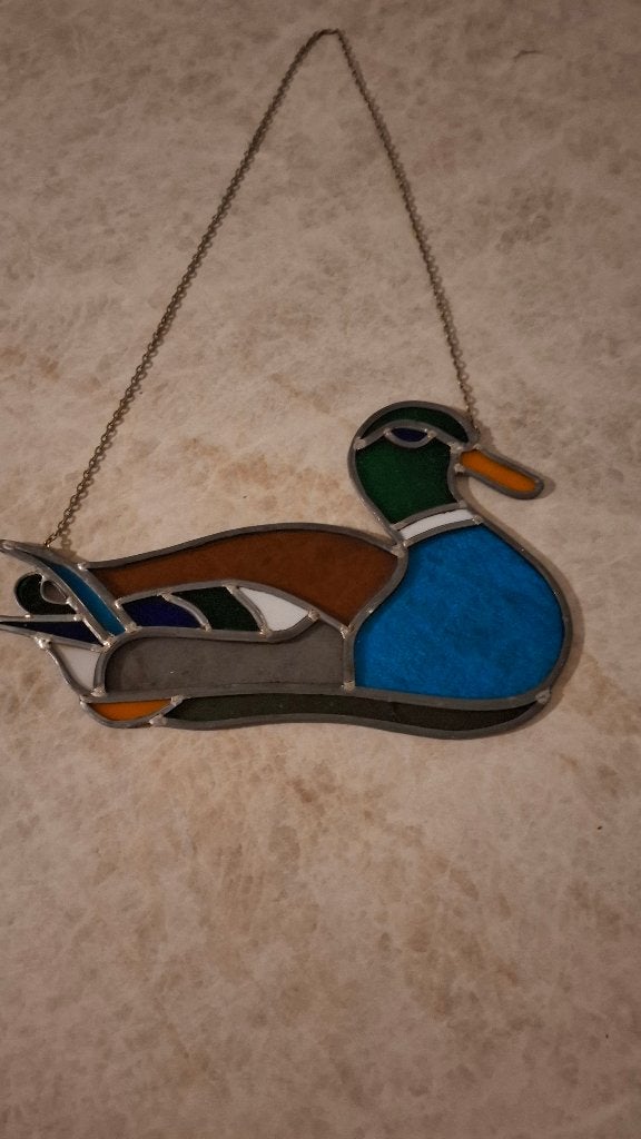 Te koop eend van glas in lood, Ophalen, Zo goed als nieuw, Meerkleurig, Glas