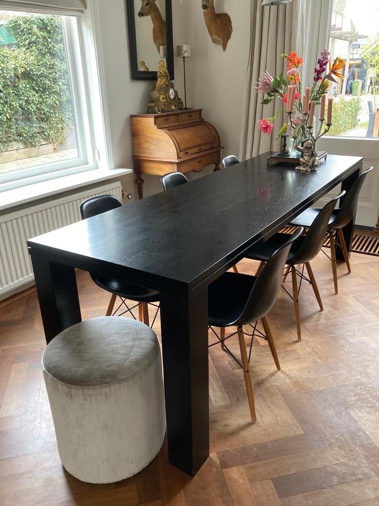 Zwarte eettafel - 200x90 cm - Gebruikt, Ophalen, Gebruikt, 50 tot 100 cm, 150 tot 200 cm