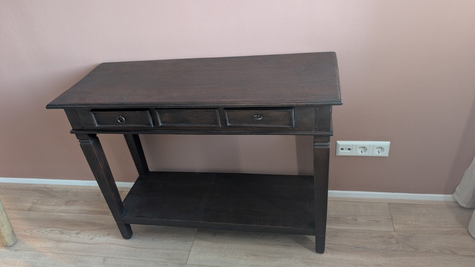Koloniale teakhouten sidetable, Ophalen, 25 tot 50 cm, Rechthoekig, 100 tot 150 cm