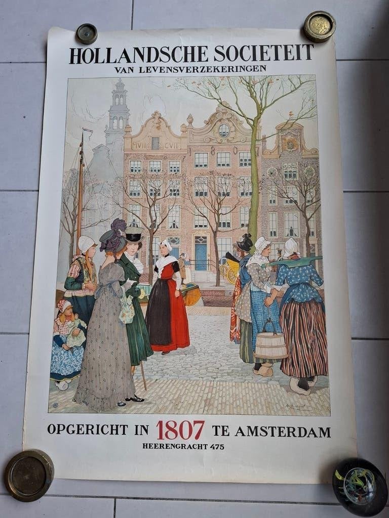"Historische" Poster Hollandse Sociëteit Amsterdam 1807, Ophalen of Verzenden, Gebruikt