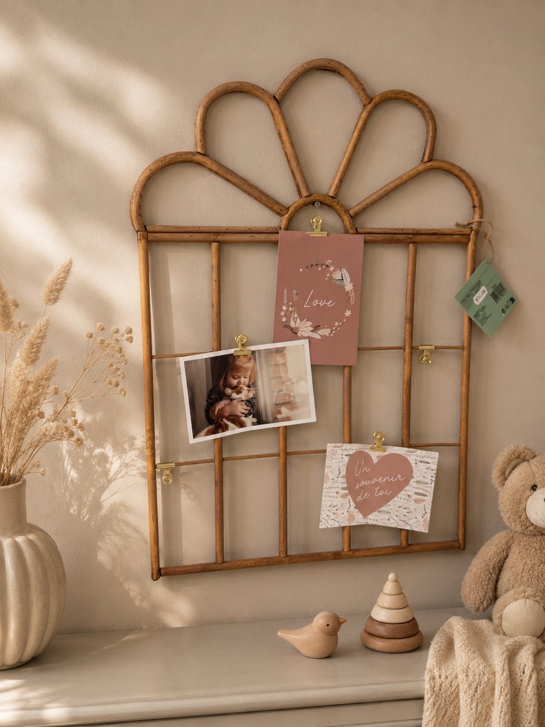 Rotan memobord met handige clips, Ophalen, Juffrouw Kwast, Juffrouw Kwast, Nieuw