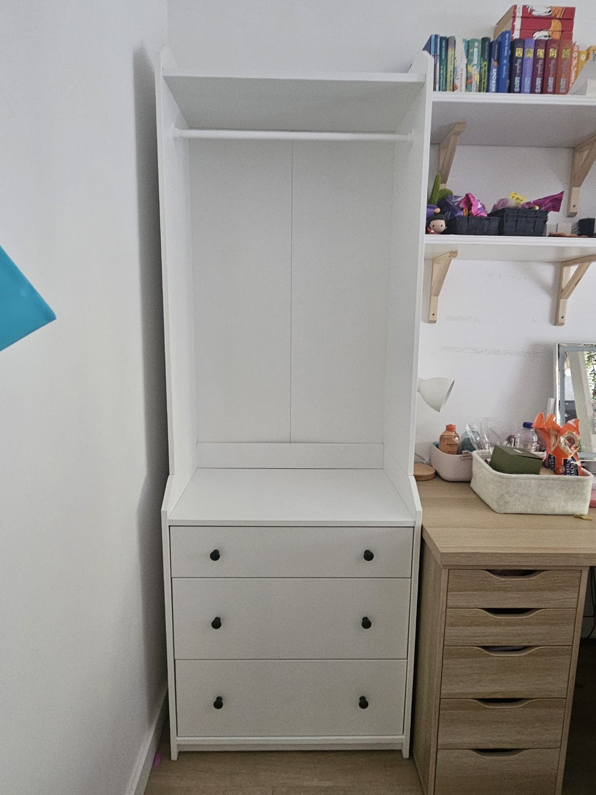 Ikea Hauga open kast (wit) met 3 lades, Ophalen, 50 tot 70 cm, 105 cm of meer, Zo goed als nieuw