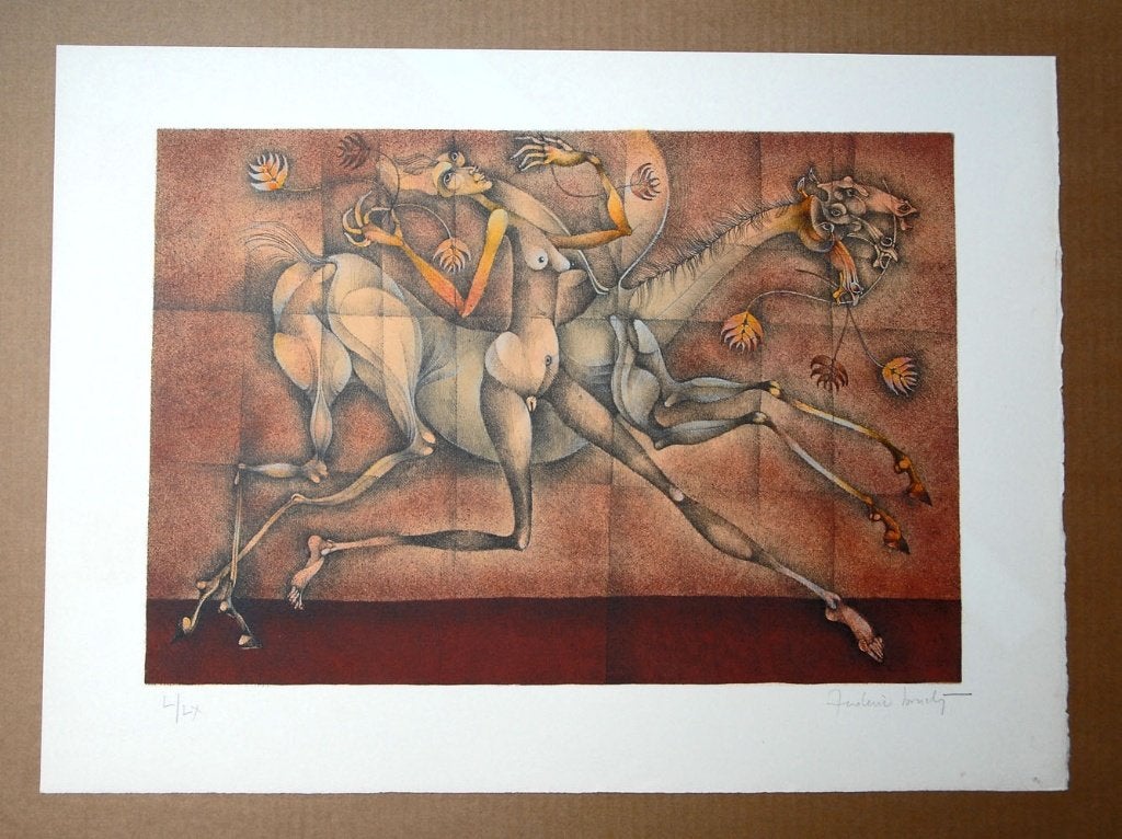 # Frederic Bouche # Fantastische Surrealistische Litho, Antiek en Kunst, Ophalen of Verzenden
