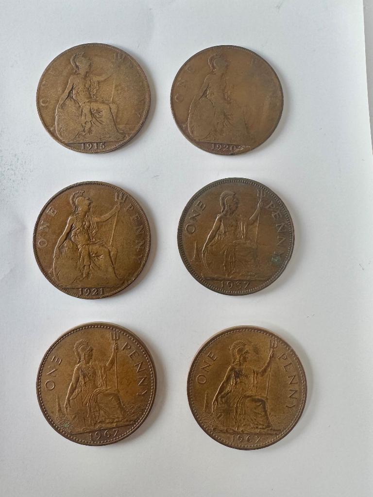 6 keer one penny munt, Ophalen of Verzenden, Overige landen, Losse munt