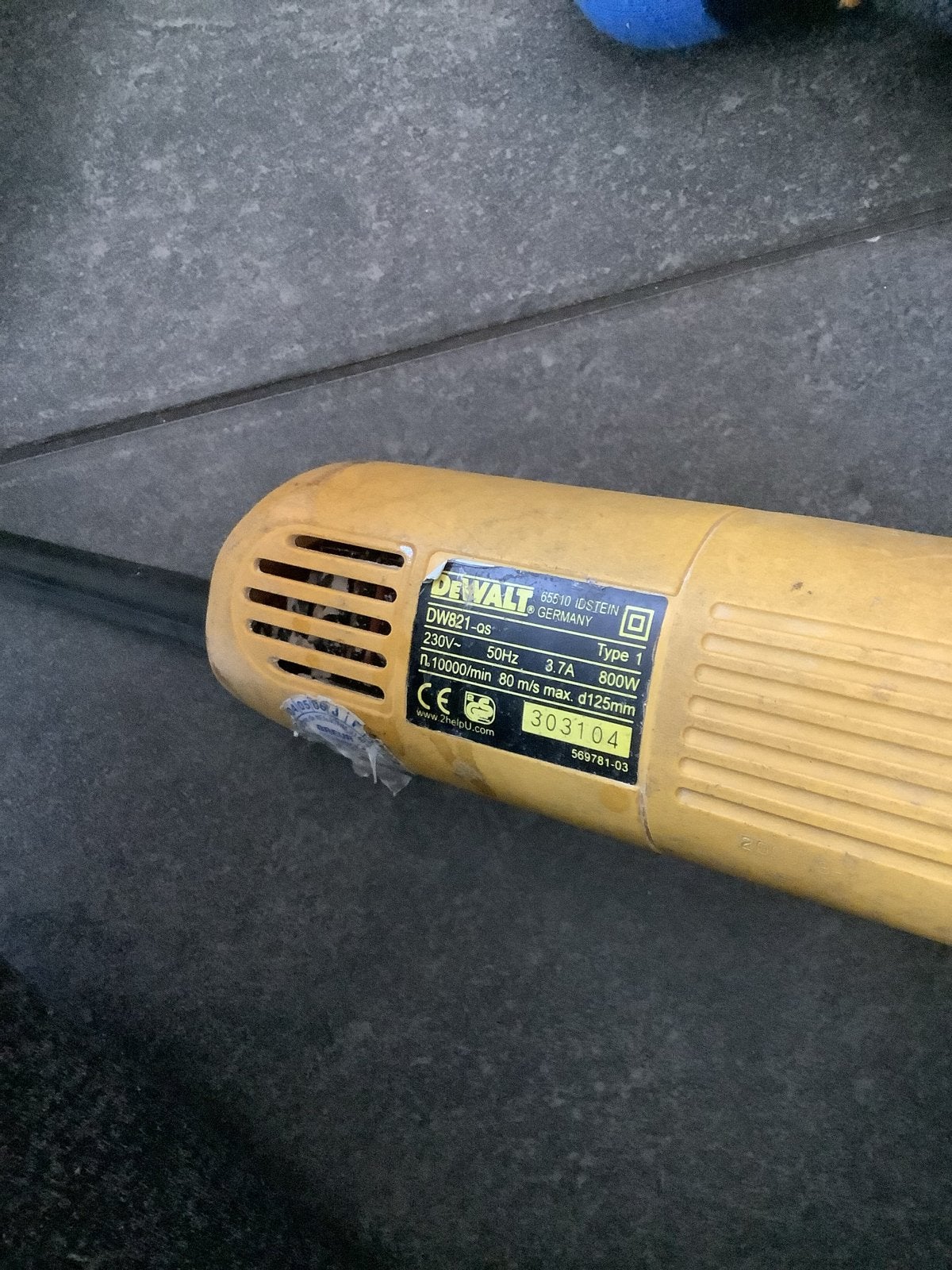 DeWalt DW821-QS Haakse Slijpmachine 800W, Ophalen, Gebruikt, 700 tot 1000 watt, Haakse handslijpmachine
