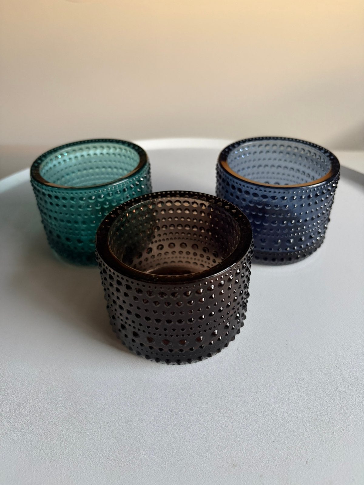 Iittala Kastehelmi 3x – Seablue, Watergreen & Desert, Meerkleurig, Waxinelichthouder, Ophalen of Verzenden, Iittala