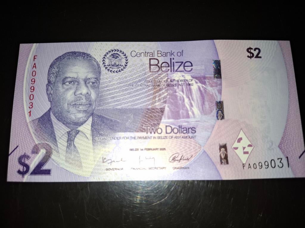 ### Belize 2 dollar 2025 ###, Postzegels en Munten, Bankbiljetten | Amerika, Ophalen of Verzenden, Midden-Amerika
