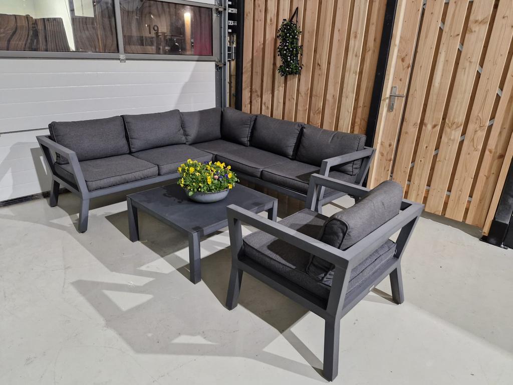 Mooie aluminium hoekloungeset - onderhoudsvrij en duurzaam, 5 zitplaatsen, Bank, ., Aluminium