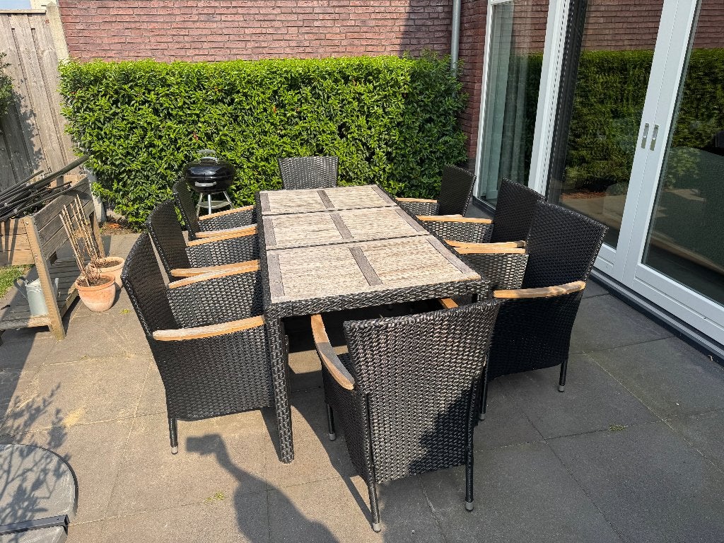 Wicker Tuinset Verona 8 persoons, Tuin en Terras, Tuinsets en Loungesets, Ophalen, Gebruikt, 8 zitplaatsen, Wicker