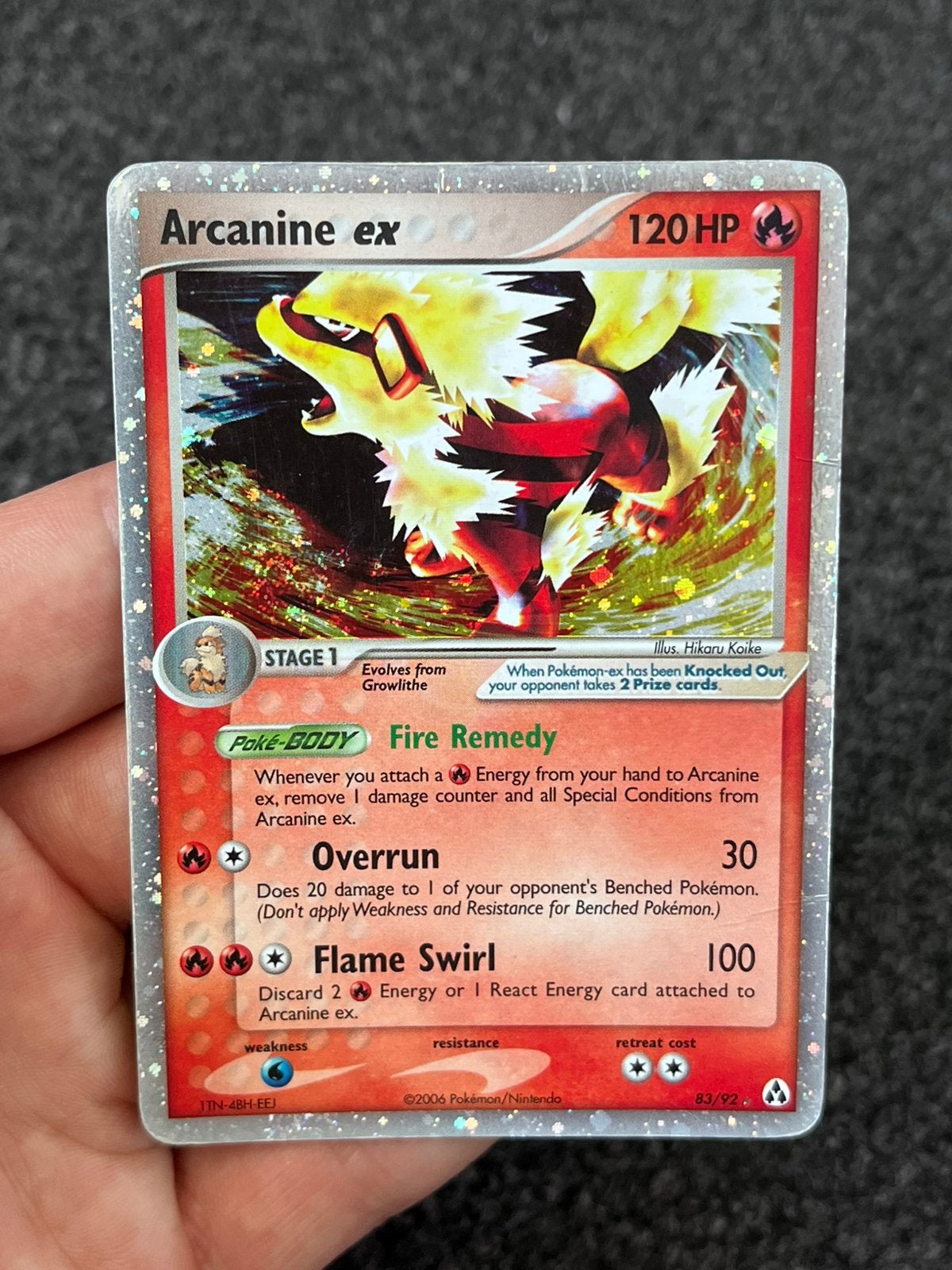 Pokémon Arcanine ex holo #83 ex legend maker - light played, Ophalen of Verzenden, Zo goed als nieuw, Losse kaart, Foil