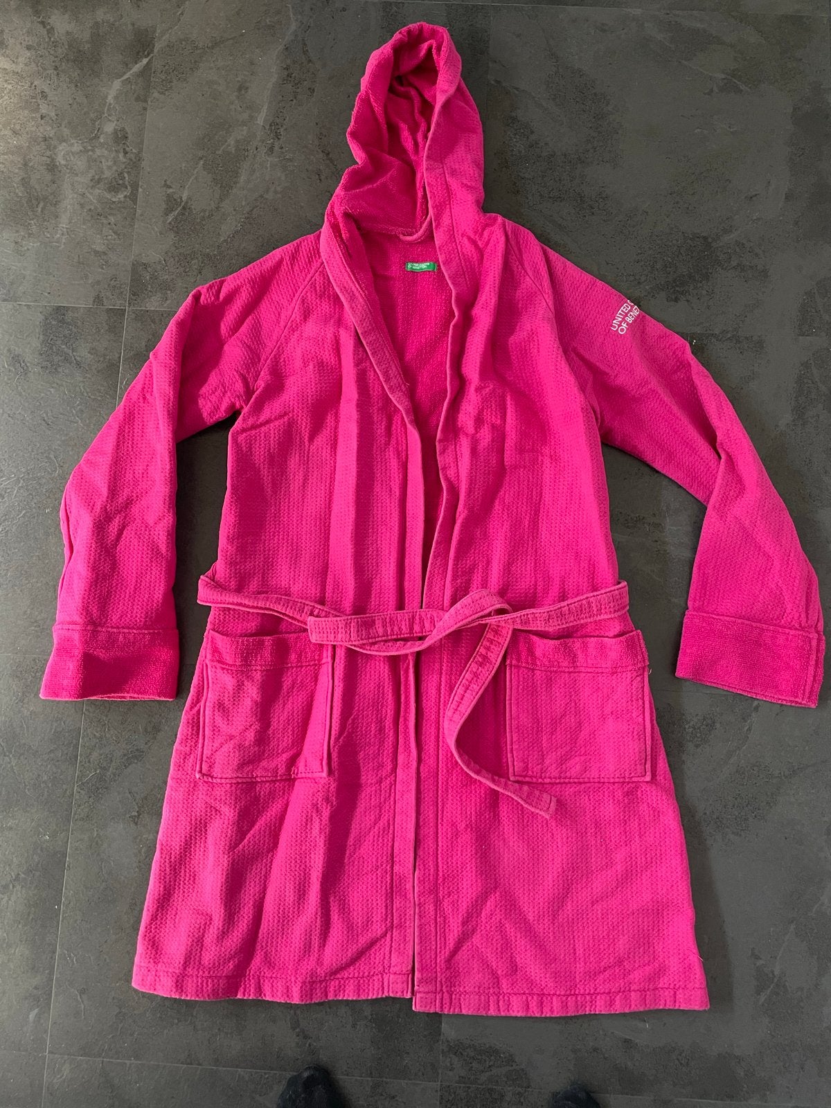 Roze badjas met capuchon - United Colors of Benetton, Kleding | Dames, Ophalen of Verzenden, Zo goed als nieuw