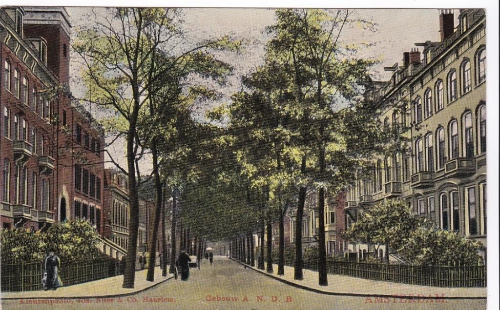 Amsterdam Gebouw A.N.D.B. ca. 1910 -mooie Tulp card-, Verzenden, Voor 1920, Ongelopen, Noord-Holland