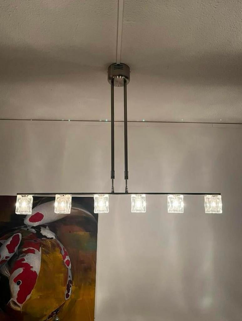 Luxe design plafondlamp kubus glazen  moderne - eyecatcher, Ophalen of Verzenden, Zo goed als nieuw, Design, Minder dan 50 cm