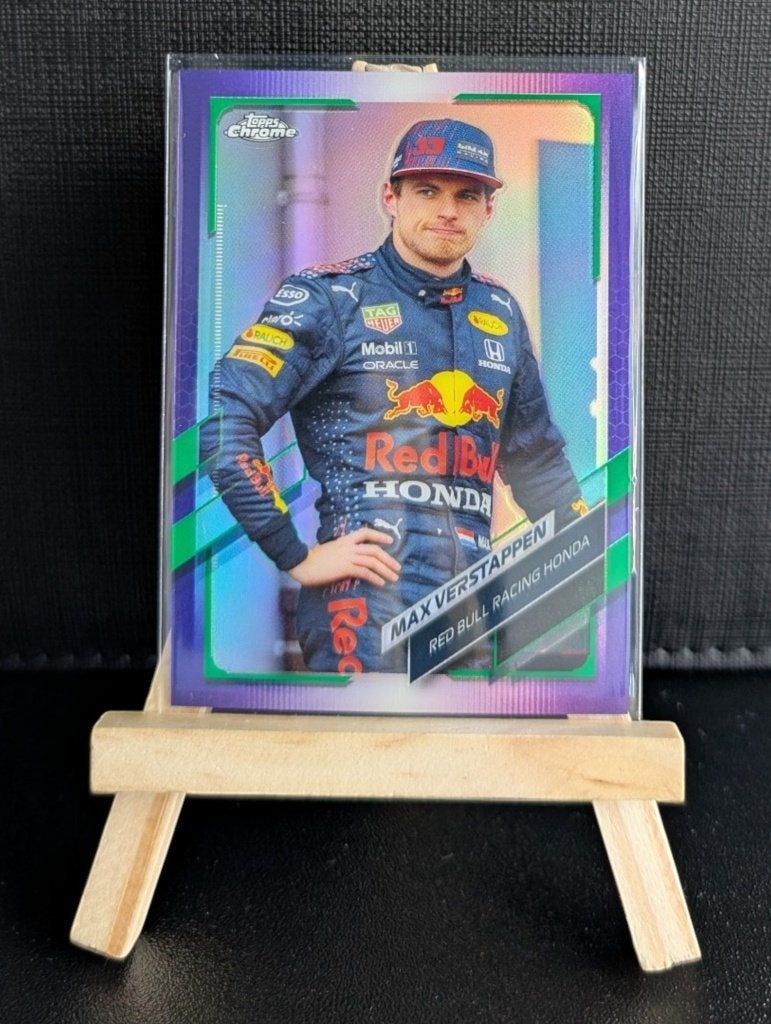 2021 topps Chrome f1 Max verstappen #55 Purple green, Ophalen of Verzenden, Zo goed als nieuw, Formule 1