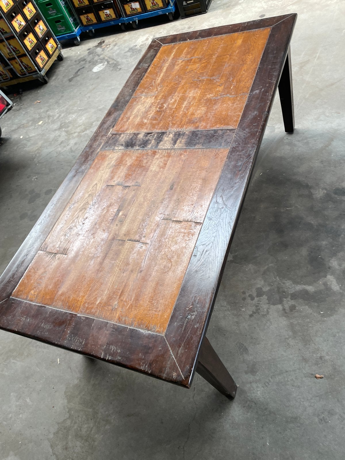 houten eettafel - 220x100x78 cm, Ophalen, Gebruikt, 100 tot 150 cm, 200 cm of meer