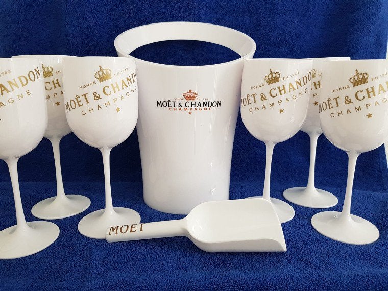 Moet&Chandon Champagne Koeler 6 Glazen incl Ijsschep., Ophalen of Verzenden, Nieuw, Overige typen