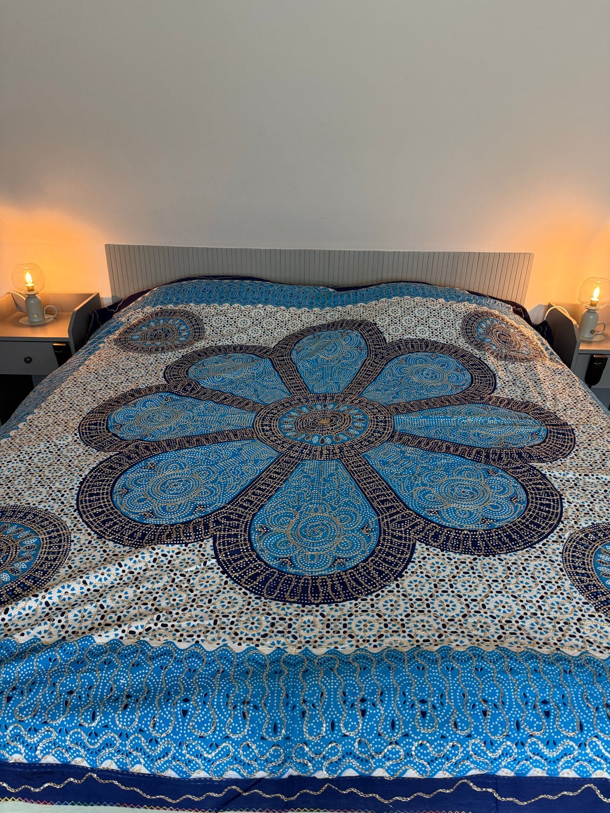 Mooie beige/goudgloed sprei, Meerkleurig, Katoen, Tweepersoons, Ophalen of Verzenden