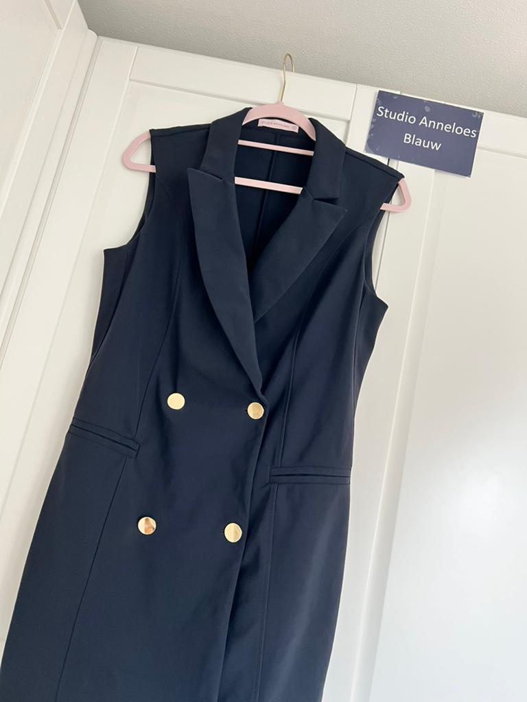 Studio anneloes jazzy bonded gilet blazer M donkerblauw, Maat 38/40 (M), Blauw, Ophalen of Verzenden, Zo goed als nieuw