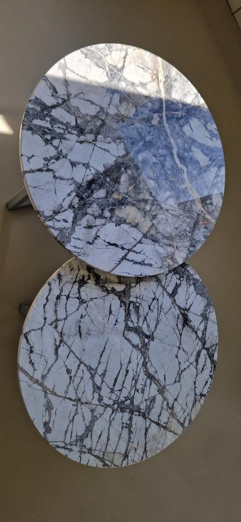 Nieuw Showroom Salontafelset Rond Uniek Marmer White Fantasy, Glas of Kopje, Splendore Stone, Nieuw, Ophalen of Verzenden