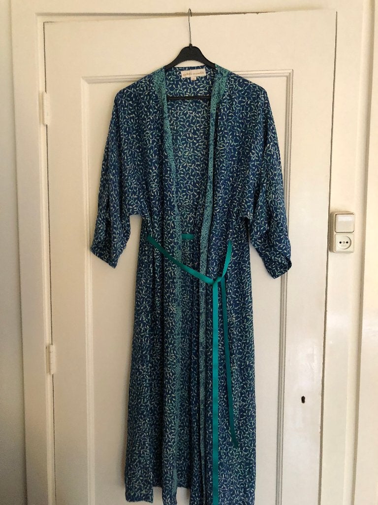 Natalie Martin prachtige groen/blauwe zijden kimono M, Overige kleuren, Verzenden, Natalie Martin, Maat 36 (S)
