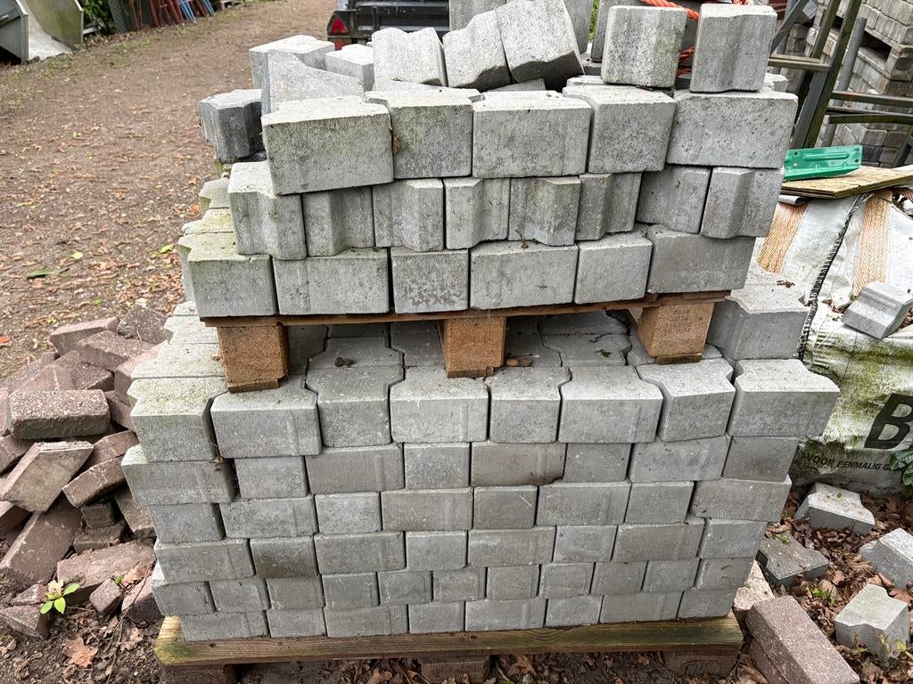 Grijze H-klinkers (hele en halve), Ophalen, Gebruikt, Klinkers, 5 tot 10 m²