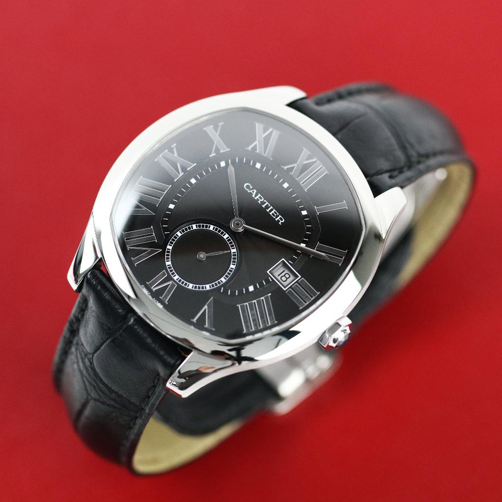 Cartier Drive de Cartier 41 (Zeer goed/ 2018), Overige merken, Leer, Staal, Polshorloge