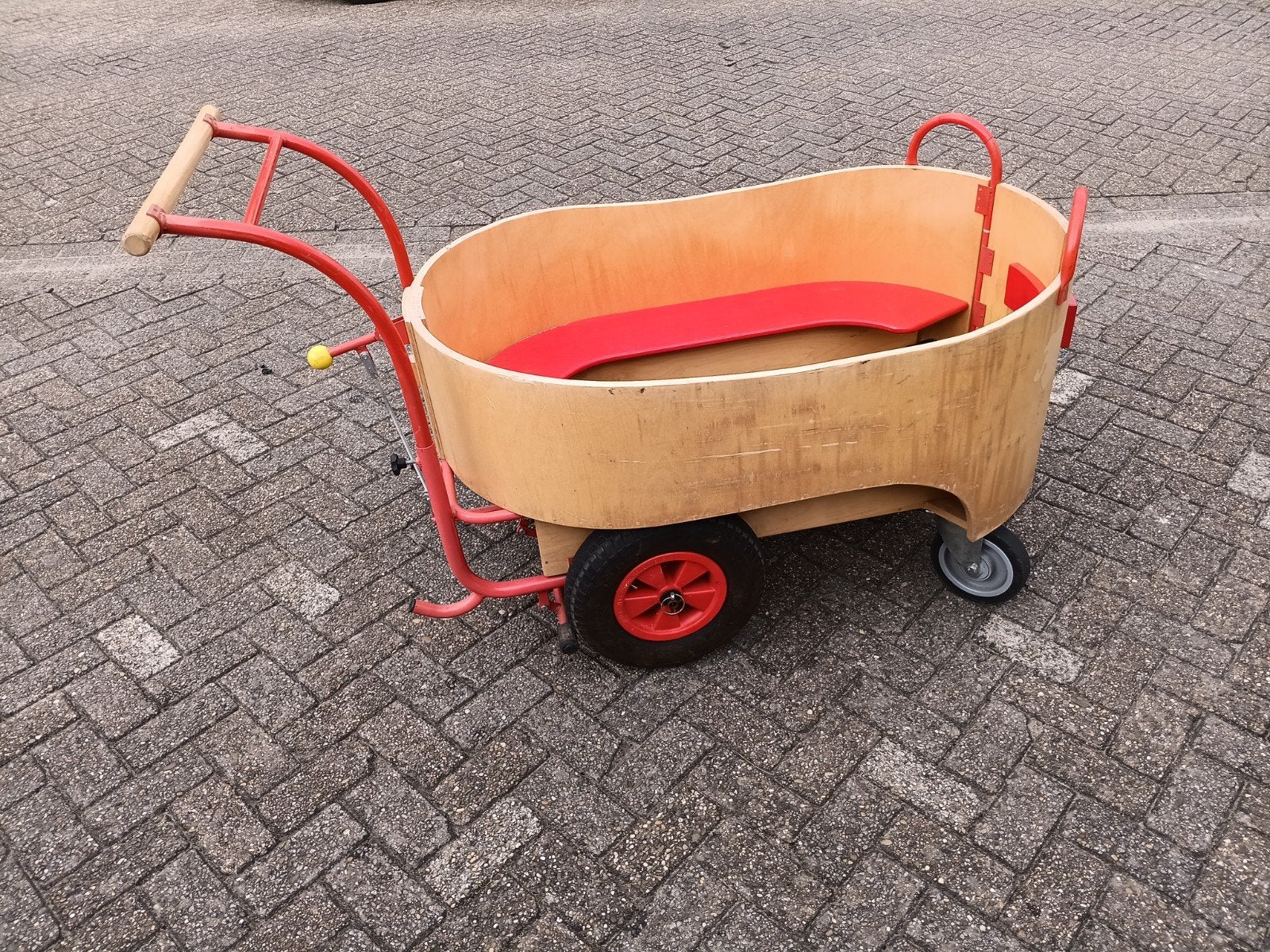 Houten bolderkar met rode accenten, Ophalen of Verzenden